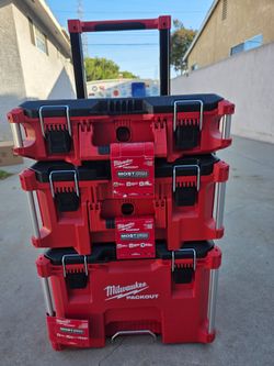 Milwaukee Packout 22" Rolling Tool Box, 22" Large Tool Box and 22" Medium Tool Box Pro System Low Profile Handle
