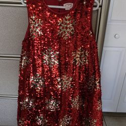 Cat & Jack Reversible Sequin Snowflake Dress, Size 7/8