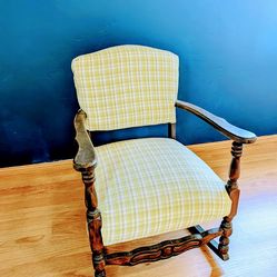 Vintage Wooden Rocking Chair with Hand-Done Upholstery