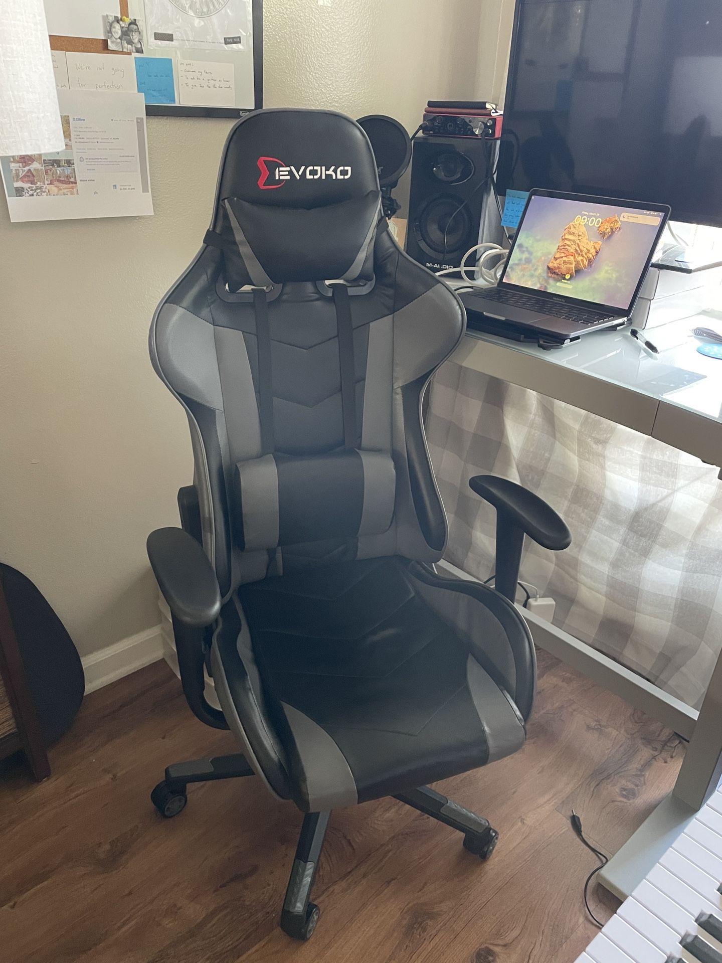 Devoko Ergonomic Gaming Chair Racing Style Gray