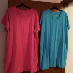 Sport Savvy; Set of 2; Short Sleeved V-Neckline Long T-shirt Dress 3XL