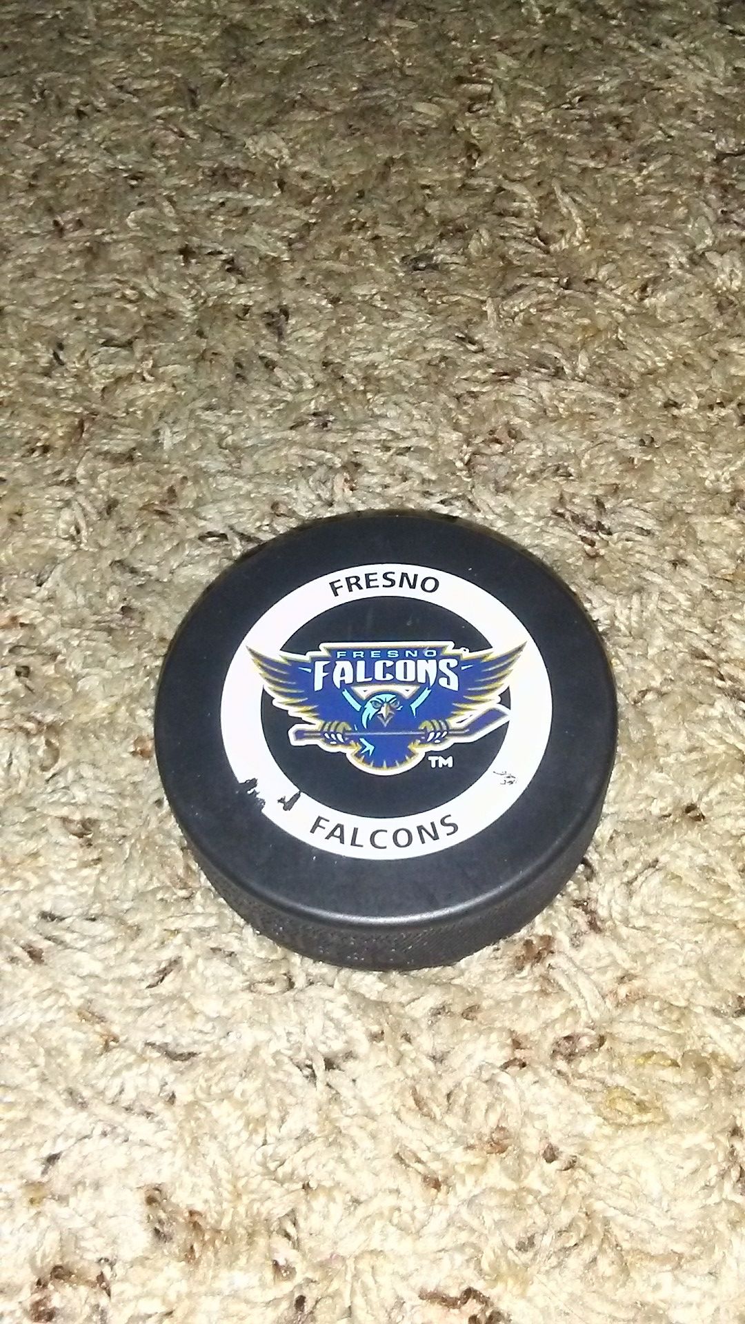 Fresno Falcons official game used hockey puck