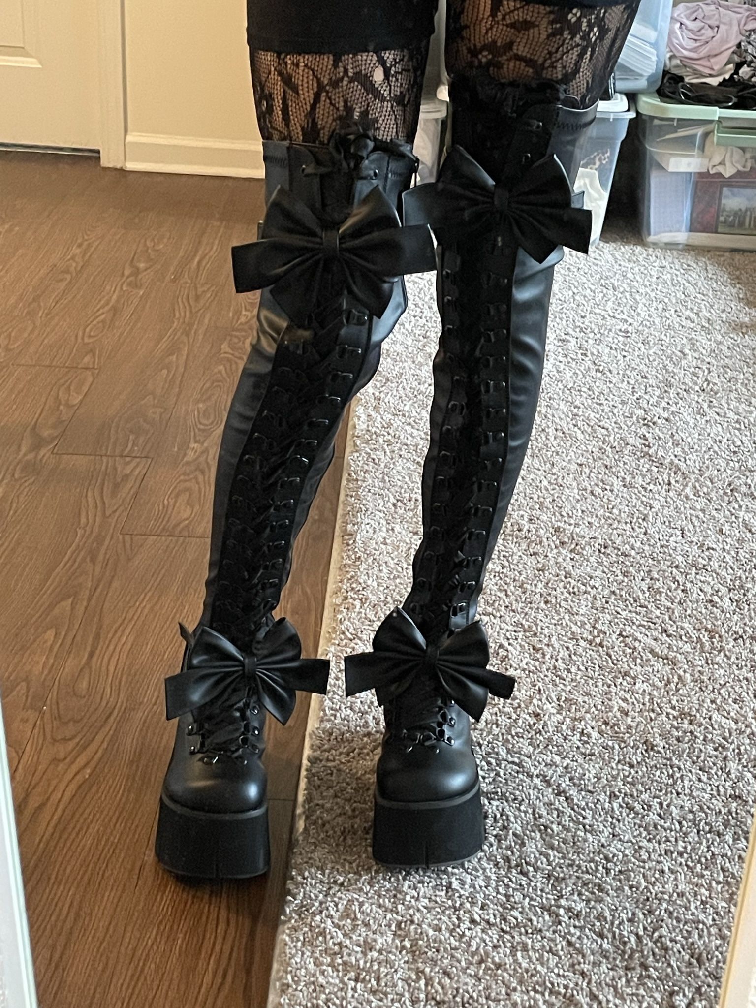 Demonia Size 7 Thigh High Boots Brand New Without Tags 