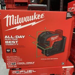 Milwaukee M12 12-Volt Lithium-Ion Cordless Green Cross Line and 4-Points Laser (Tool Only)