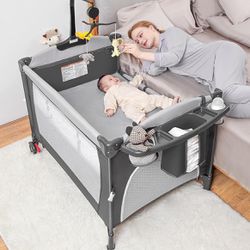 5 in 1 pack n play baby & toddler bassinet bedside sleeper crib