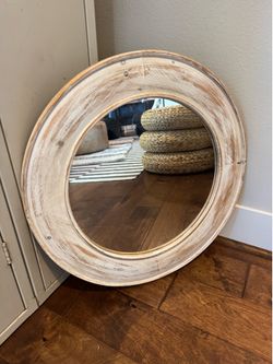 White Washed Wood Mirror.