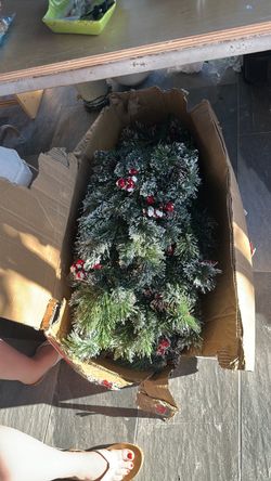 Flocked Artificial Christmas Tree with Decorations