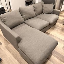 Cozy Charcoal Sofa with Reversible Chaise 84”