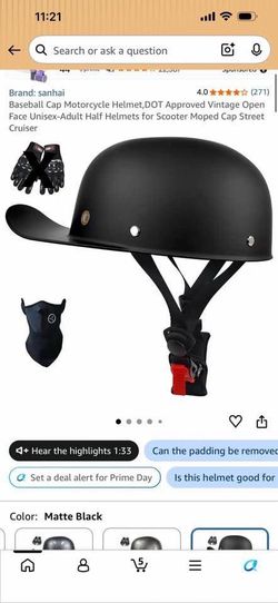 BASEBALL CAP MOTORCYCLE HELMET
