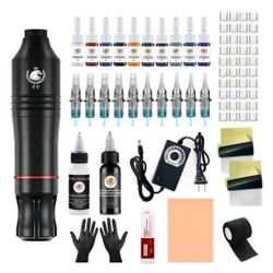 Professional Tattoo Machine Kit – Rotary Pen w/ Inks, Needles & Power Supply