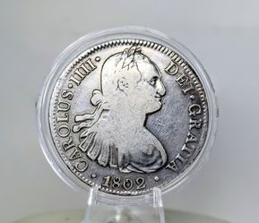1802 Spanish Colonial 8 Reales silver coin - pickup cash angleton