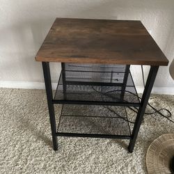 Three Shelves Rustic Oak Side Table