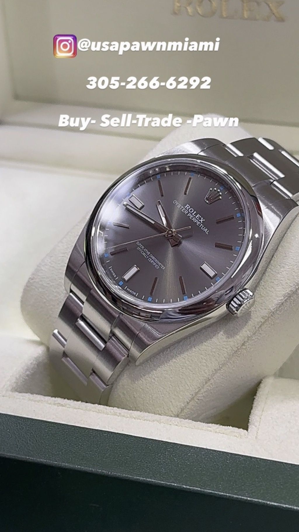 Rolex 39mm OP Rhodium Dial Box And Card 