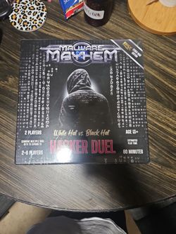 Malware Mayhem Hacker Duel, Cyber War Edition Board and Card Game, White Hat vs. Black Hat Hackers, 2-Player, Age 13+, 60 Minutes