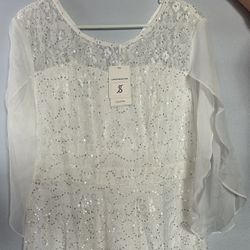 Jasambac Formal White Sequence Cocktail Dress