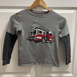 Boys Fire truck Long Sleeve Shirt-size Ages 5-7
