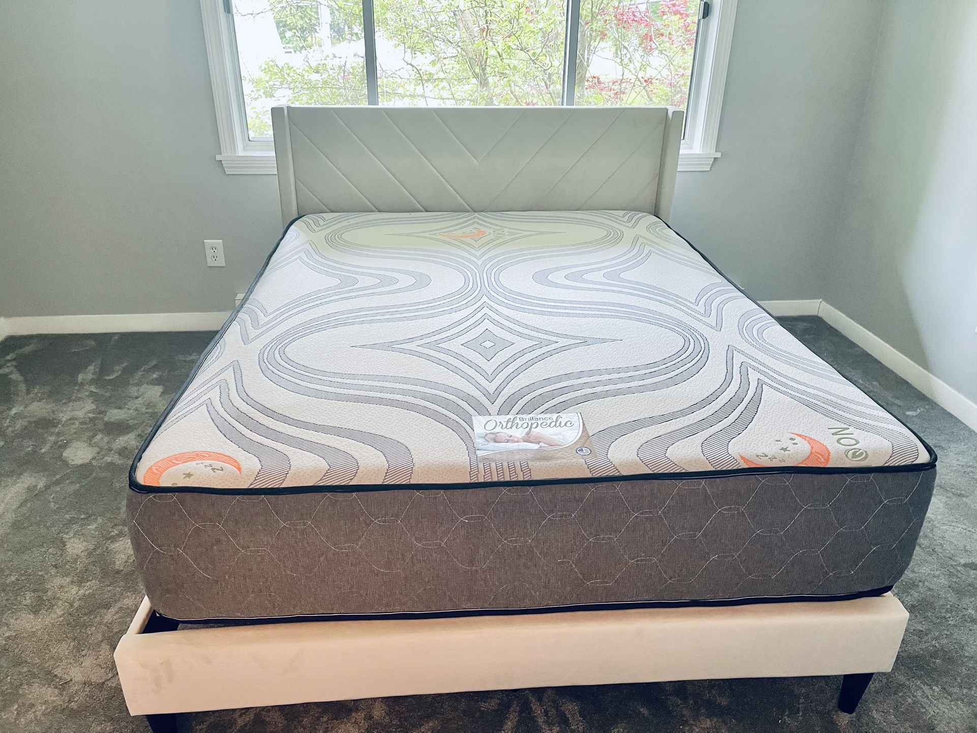 Set Queen Size Bed Frame+Mattress 12”thick Comfort & Quality Brand New We Deliver All Cities