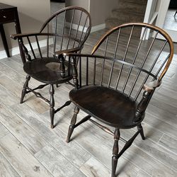 Pair Of Antique High Back Windsor Armchairs 