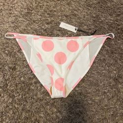 Lovers + Friends Hillside Bottom in Pink Polka Dot swimsuit bottom sz X-Large