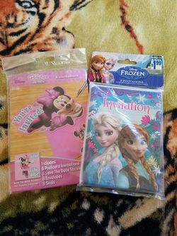 New packs of invitations Minnie mouse and frozen