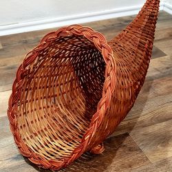 Vintage Wicker Cornucopia 10in X 18in 