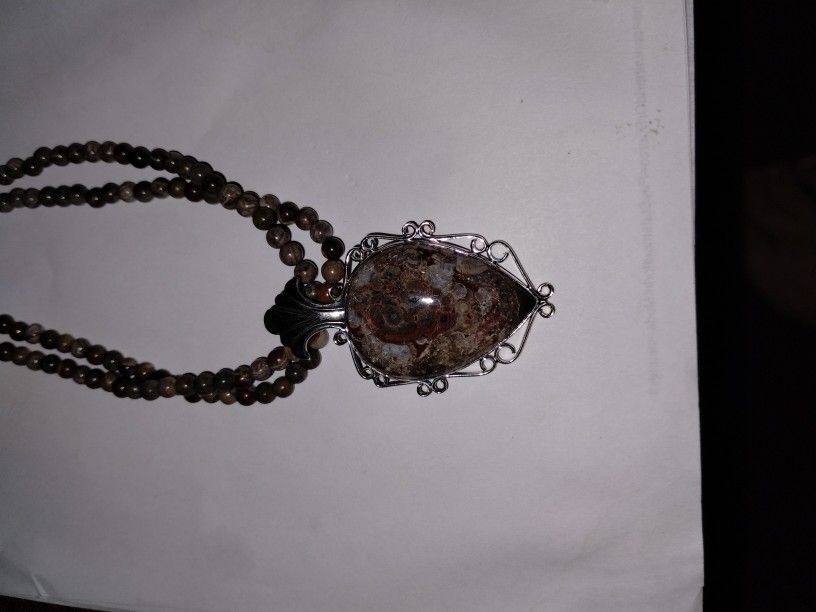 Sterling Silver Green Agate Necklace