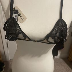 NWT Mapale Size M/L Black & Nude Sheer Lace Bra