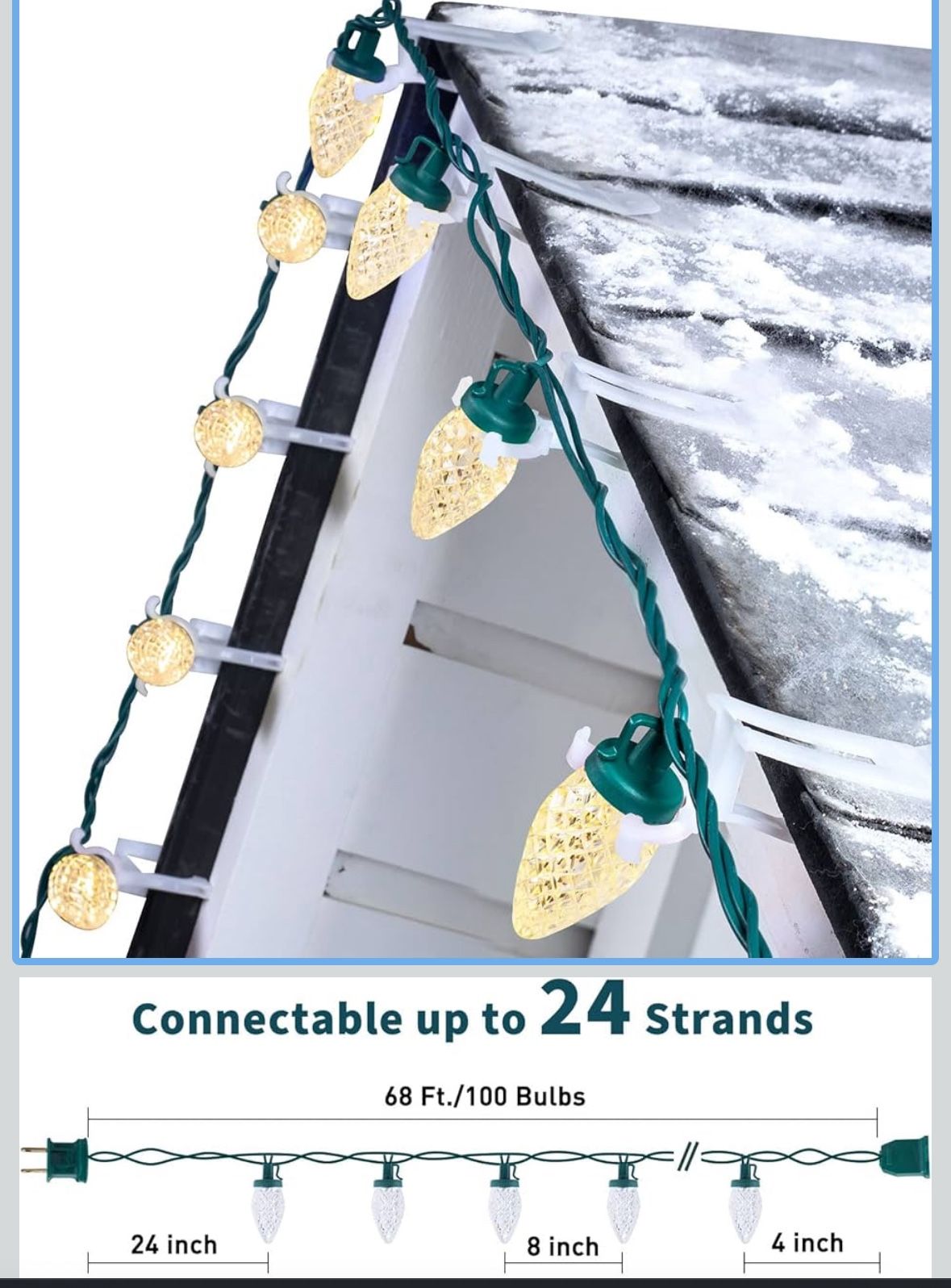 3 sets of C9 Led Christmas String Lights - warm white