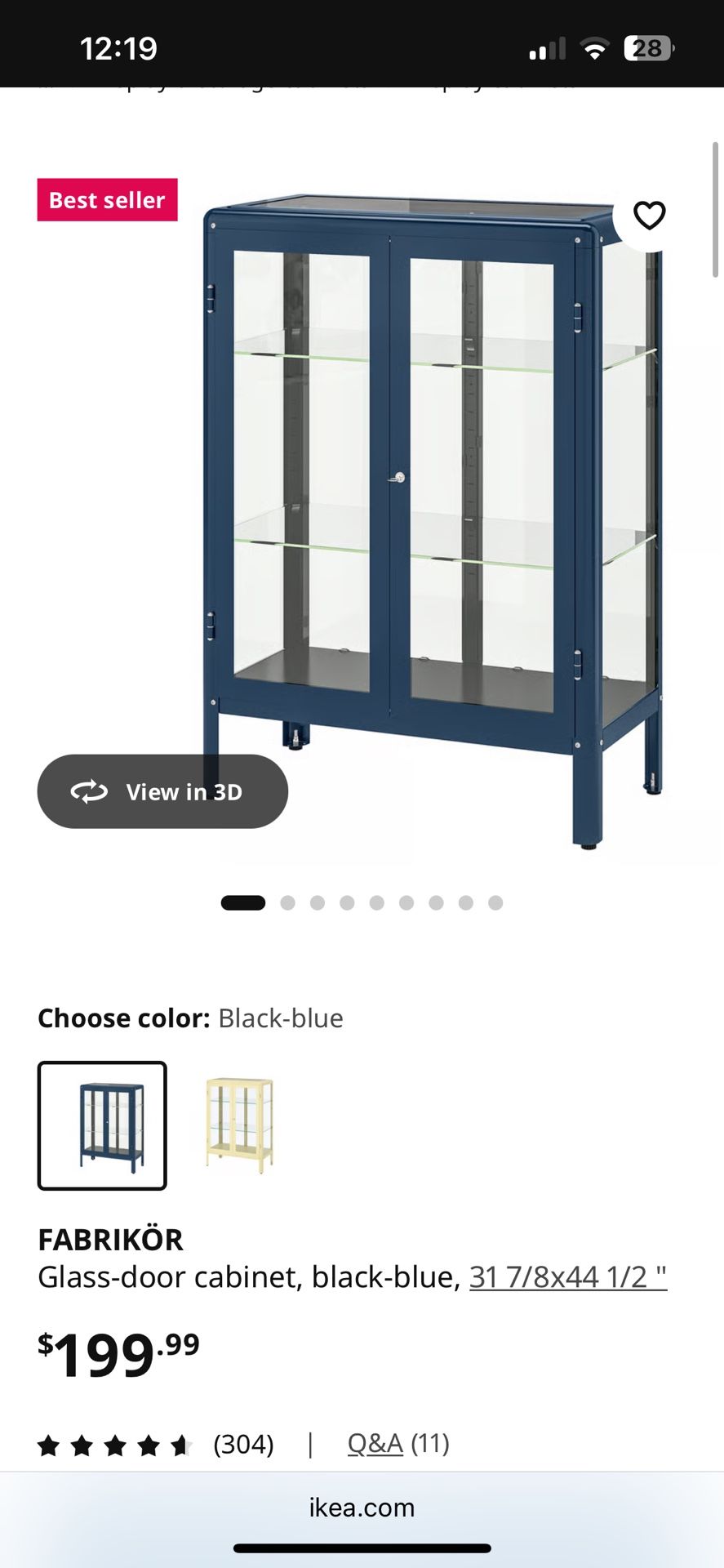 Blue Metal And Glass Cabinet
