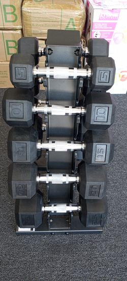 Dumbbells set .2x25.2x20.2x15.2x10.2x5.lbs.and rack. Brand new in box