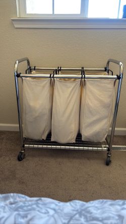 Heavy duty, 3 bag laundry sorter cart