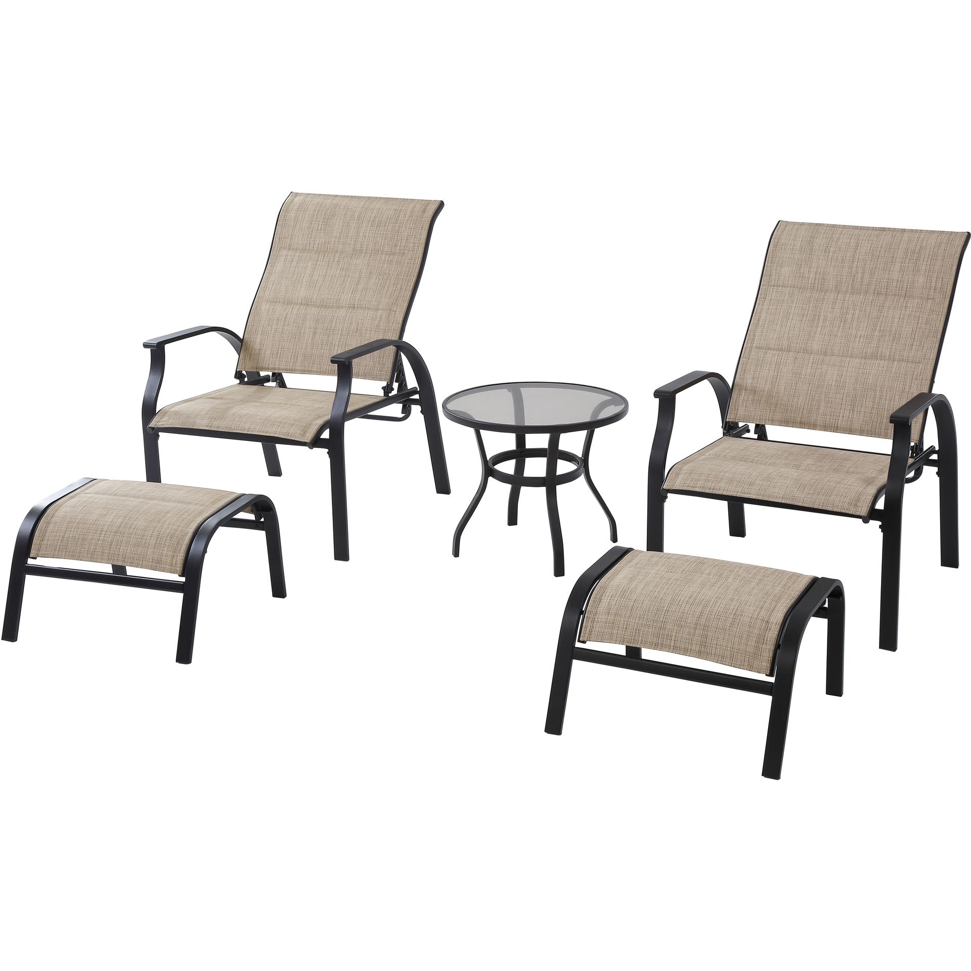 Mainstays Highland Knolls 5 piece Outdoor Patio Furniture Chat Set, Beige