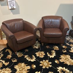 2 Leather Chairs Selling As A Pair