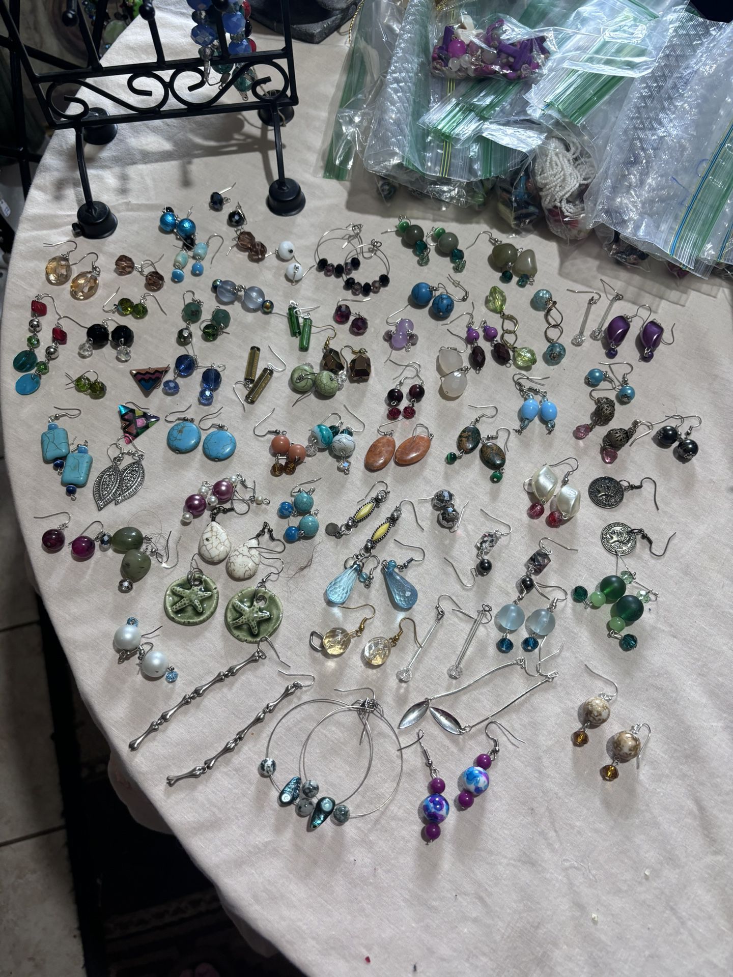 A Lot Of Mixed Colors And Sizes Of Earrings Made By TKay’s 