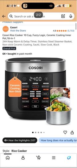 Cosori Rice Cooker NEW $75