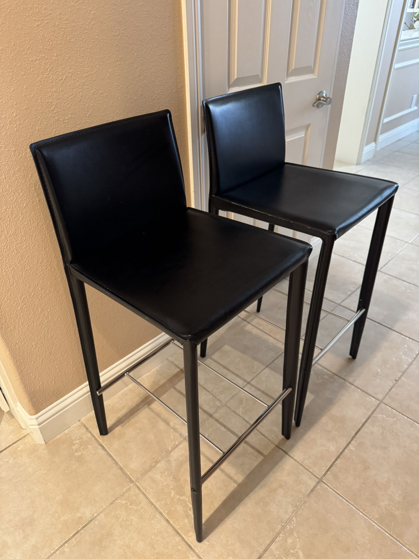 Black Bar And Counter Stools (two)