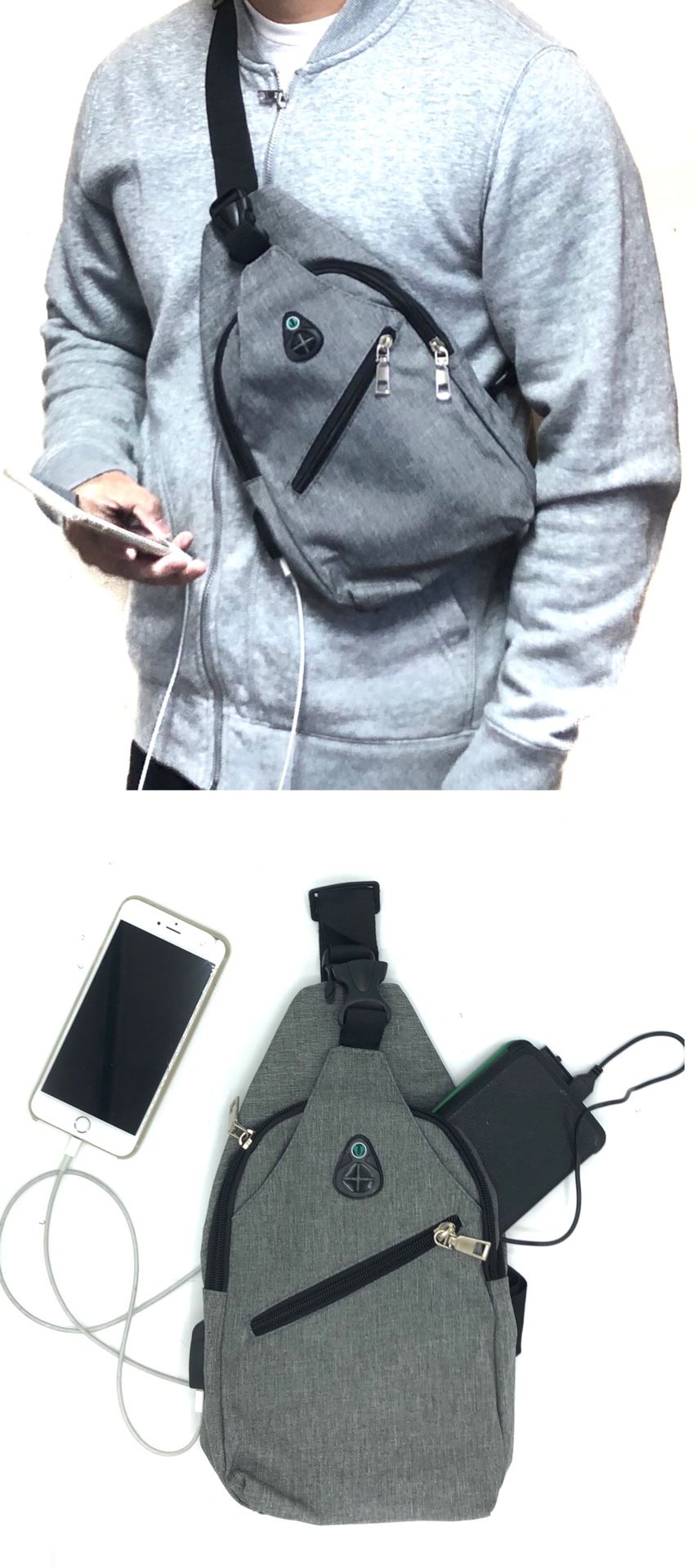 NEW! USB port Side Bag Crossbody bag chest bag sling pouch camping hiking day pack edc backpack travel bag