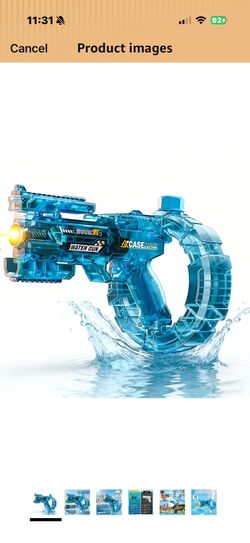 Electric Water Gun for Kids and Adults, Boys, Automatic Squirt Gun Blaster 26-32ft Long Range with Rechargeable Battery LED Water Pistol Summer Outdoo