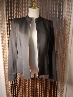 Vintage Clavin Klein Gray Zip-Up Structured Blazer Jacket