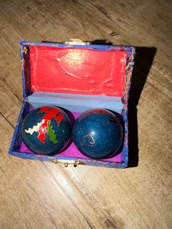 Chinese Baoding Chime Balls in Silk Box – Stress Relief / Meditation