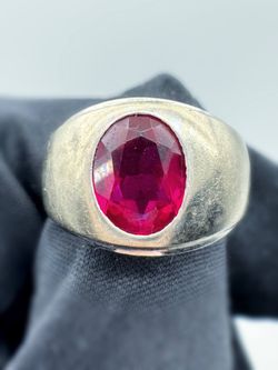 10k solid white gold 1.4Ct oval cut Ruby stone ring sz 7