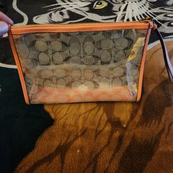 Coach Signature Clear PVC Wristlet Clutch Pouch