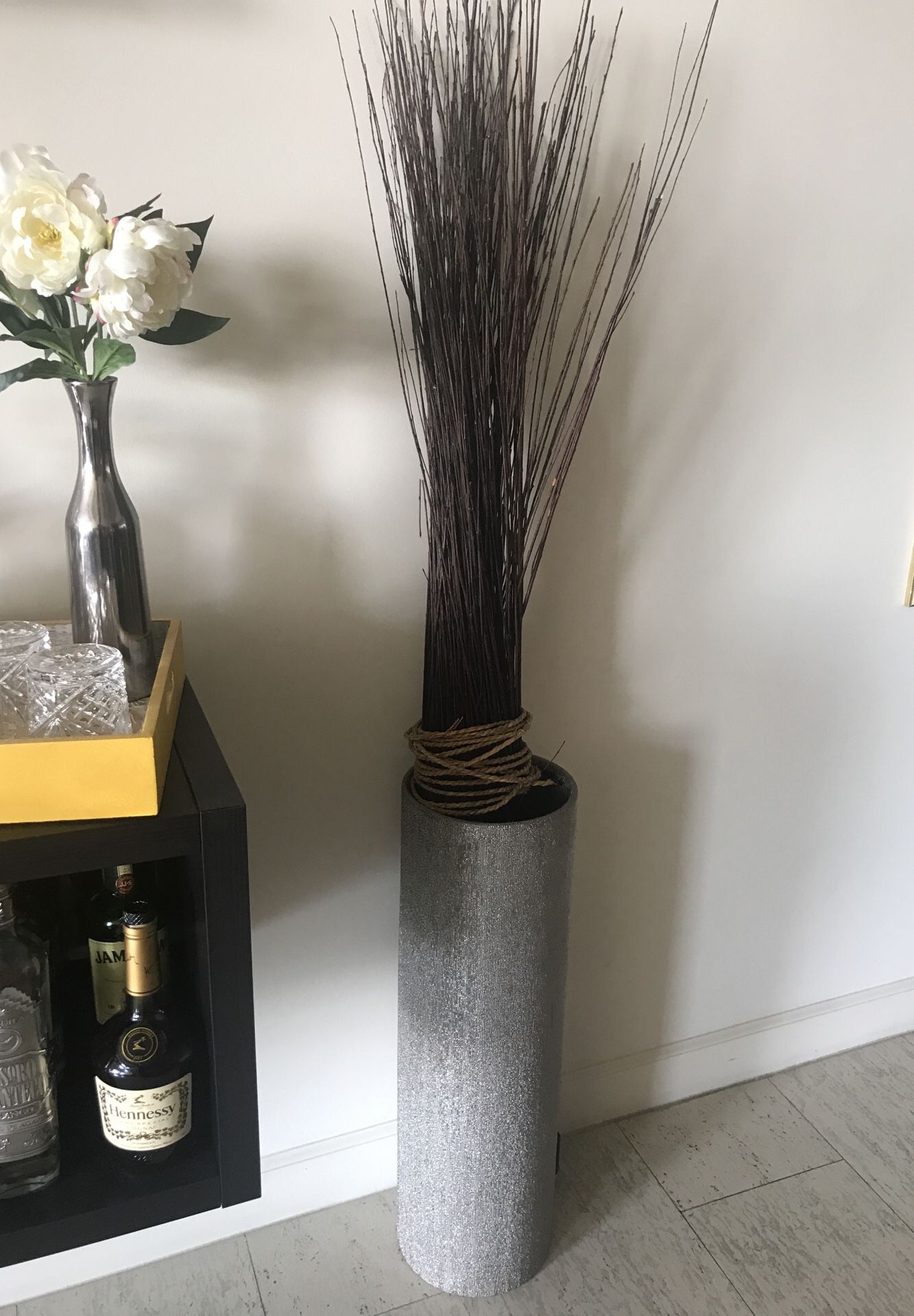 Metallic vase living room decor