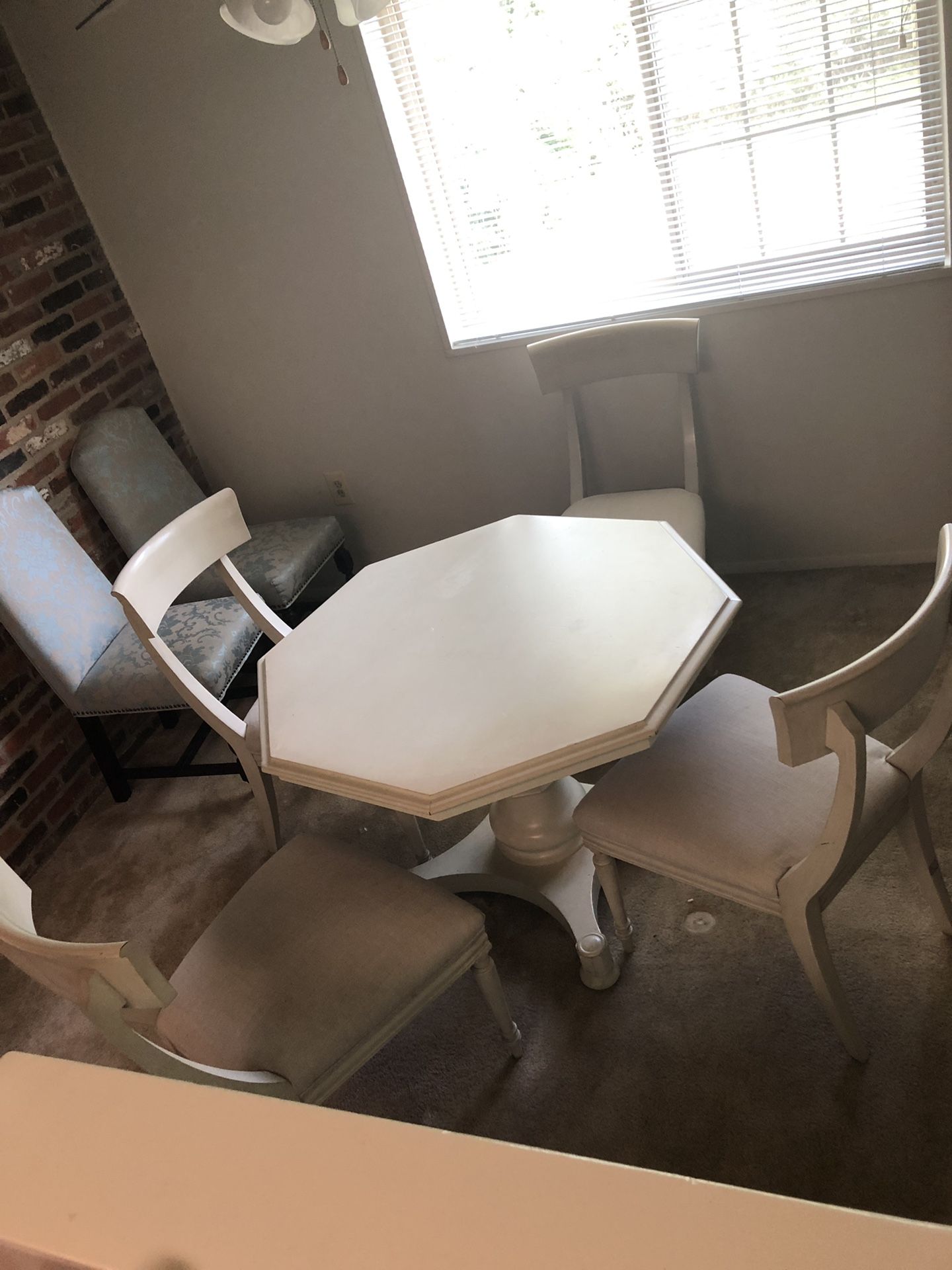 Ivory Hardwood Table and 4 Chairs