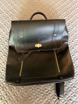 Black leather backpack