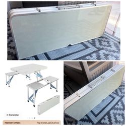 Picnic Table Set with 4 Seats, 220 Lbs Support Aluminum