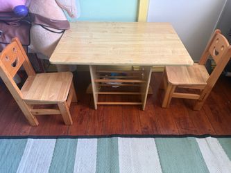 Set 2 chairs and table for toddler wood