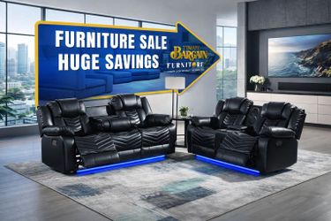 LED Power Reclining Sofa with Speakers & Cupholders 