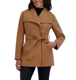 Tahari Ladies Faux Wool Wrap Coat, Tan, XL