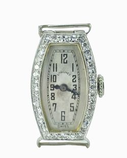 Vintage Art Deco Longiness Platinum And Diamond Ladies Bezel 